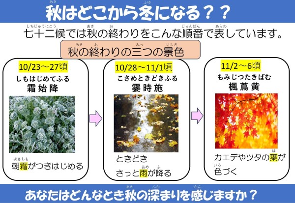 秋はどこから冬になる？？